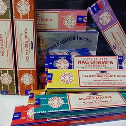 6/12boxes Satya White Sage Incense Sticks Home Fragrance NAGCHAMPA Sticks OUDH PALO SANTO Mix Incense YOGIC MEDITATION Aroma