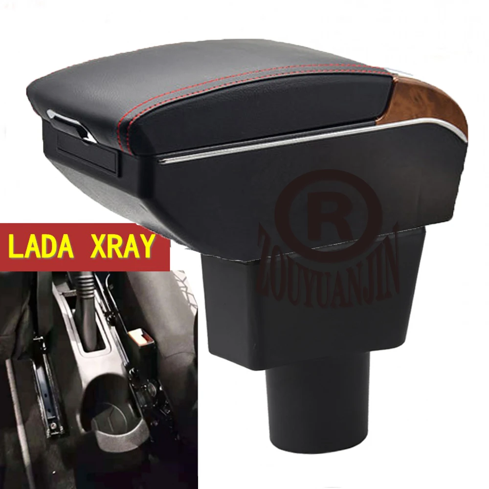 For LADA XRAY Armrest Box Elbow Rest Center Console Storage with Phone Charging USB Interface Cup Holder