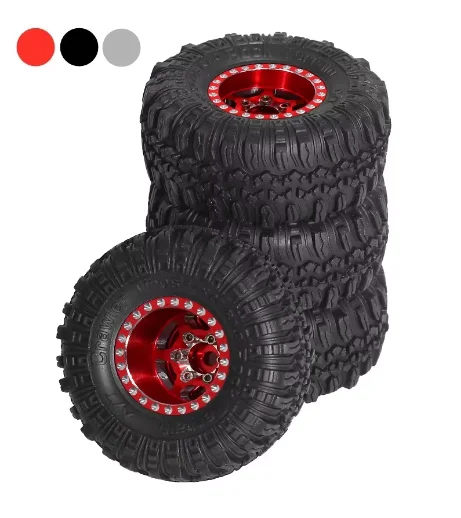 

4pcs 57mm 1.0" Metal Beadlock Wheel Tire Set For 1/18 1/24 RC Crawler Car TRX4M SCX24 AX24 FCX24 Upgrade Parts Accessories