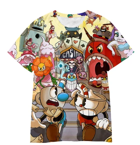 Hot Selling Anime Game Cuphead 3D Printed Men/Women Children's T-shirts Summer Hip-hop Trend Short sleeve Top Oversized Clothing