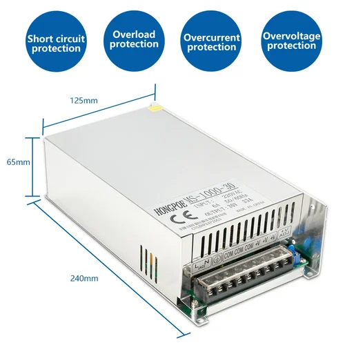 Imagen 2 del producto Fuente de alimentación ajustable de 1500W 0-12V 15V 24V 27V 30V 36V 48V 60V 68V 72V 85V 90V 100V 110V 150V 200V AC-DC de potencia de pantalla Digital