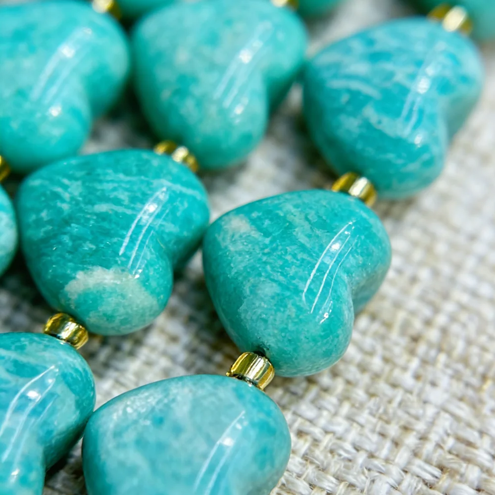 15mm Heart Natural Amazonite Labradorite Blue Apatite Lapis Amethyst Loose Beads For Jewelry Making DIY Bracelets Necklace