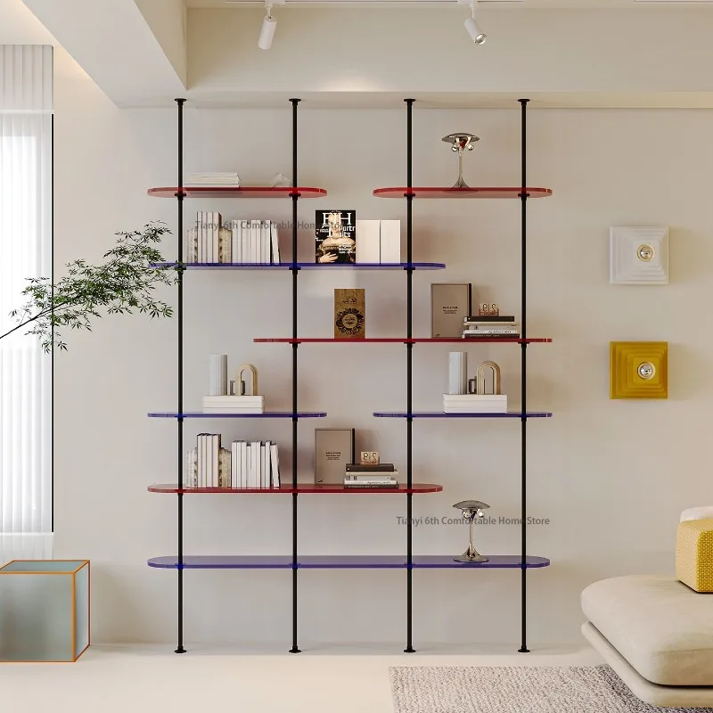 

Modern Designer Acrylic Bookshelf Nordic Floor-to-ceiling Living Room Open Partition Bookcase Home Furniture Полка Настенная FYB