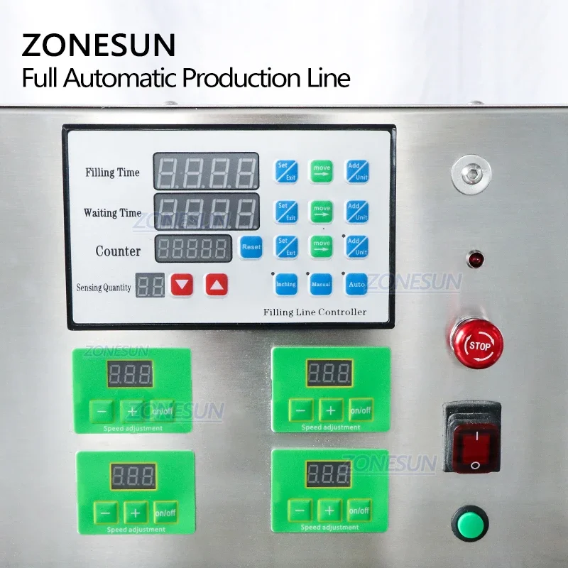 ZONESUN Automatic Desktop juice liquid Eye Drop 4 Heads Filling Capping Round Bottle Labeling Machine Production Line