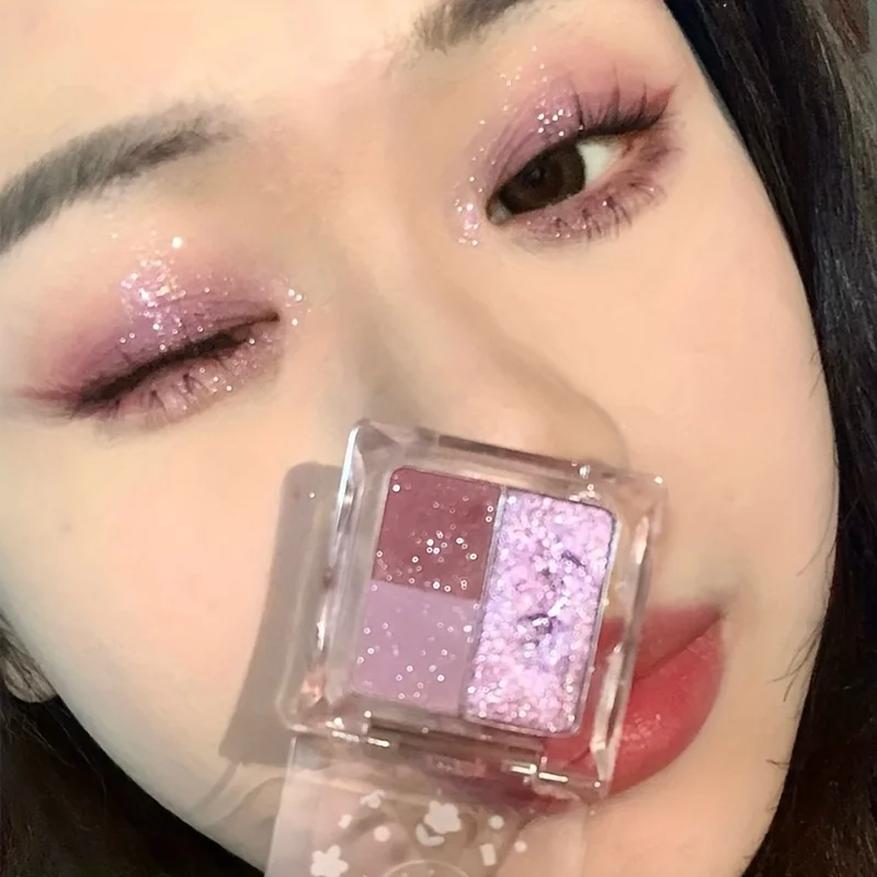 Paleta de sombras de ojos "Pink Pearl Fantasy". |   10 tonos brillantes y mate |   Conjunto de nicho portátil con espejo |   Whi nacarado