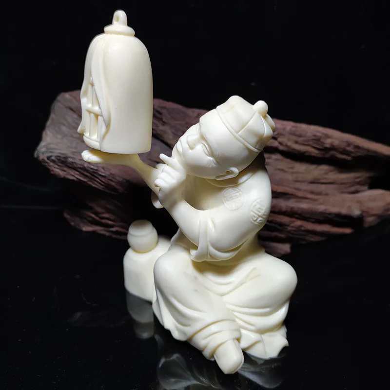 Ivory Nut Carved Landlord Fighting Birds Decoration Home Decoration Ornament Tea Ornaments Crafts Creative Gifts Crafts