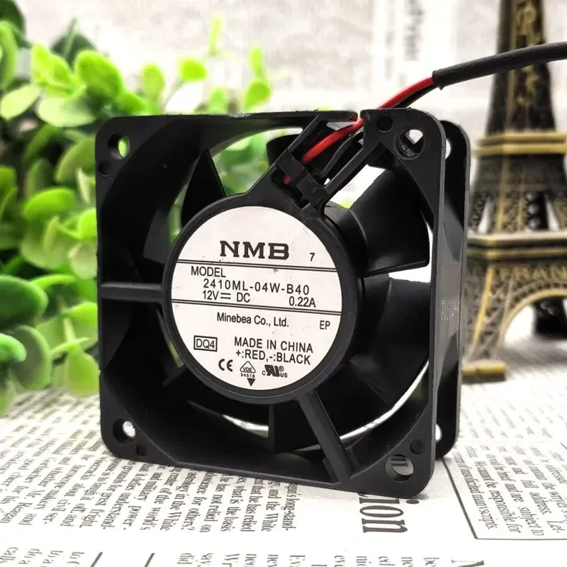 Original NMB 2410ML-04W-B40 6025 6CM 12V 0.22A Double Ball Bearing Chassis Cooling Fan for Electronics