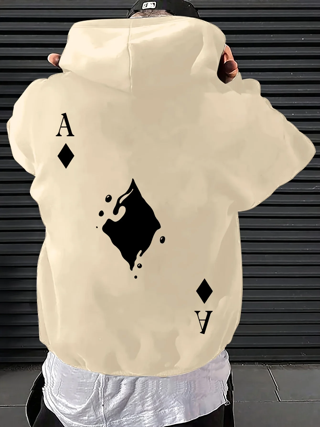 Poker Hoodie Unisex Ace Diamonds Playing Card Casino Lucky Ink Splash Minimalist Trendy Oversized Casual Sport Sweatshirts
