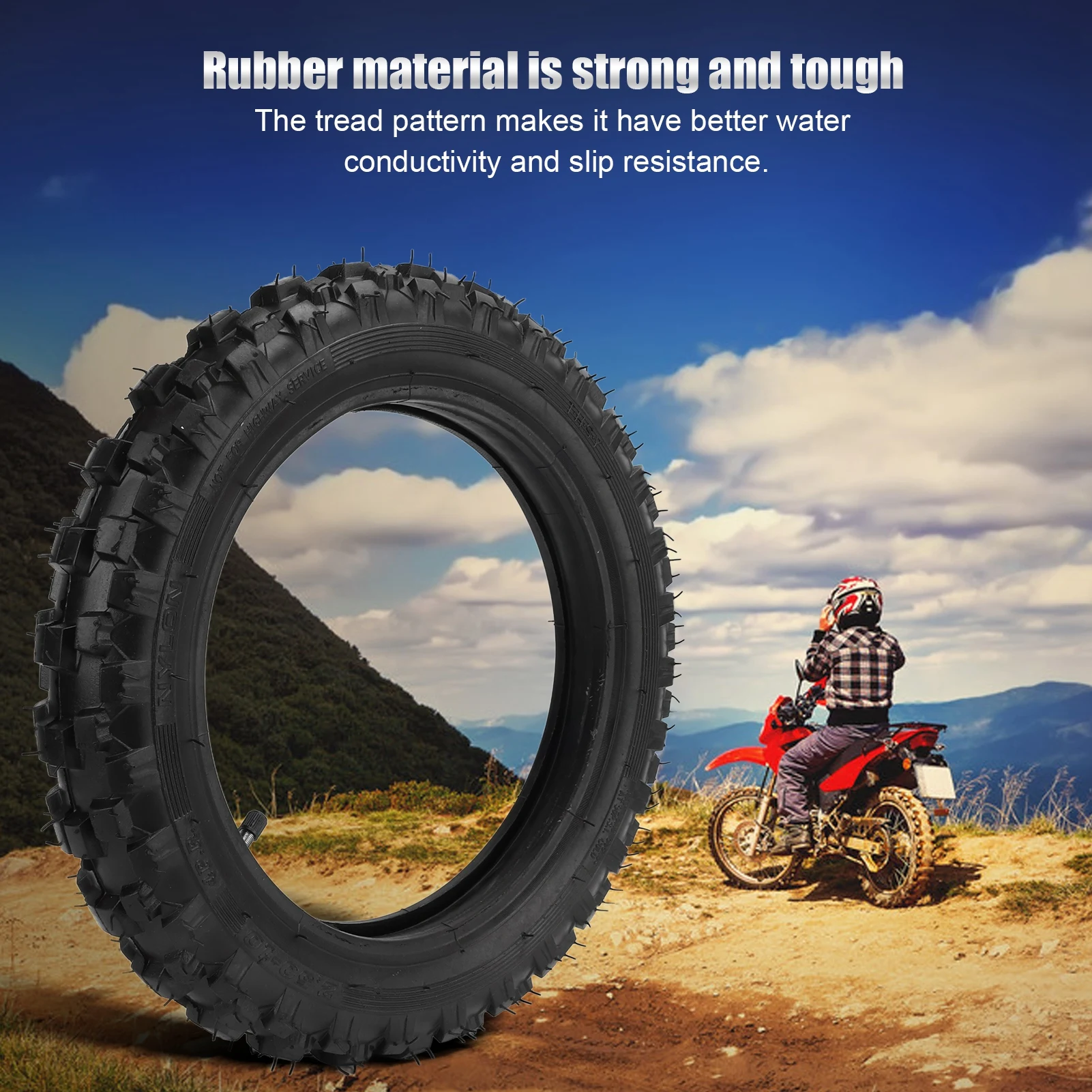 Tire and Inner Tube Replacement High Load 2.50‑10 Inch Off Road Tire and Tube Set Butyl Rubber Anti Aging for DIY Modification