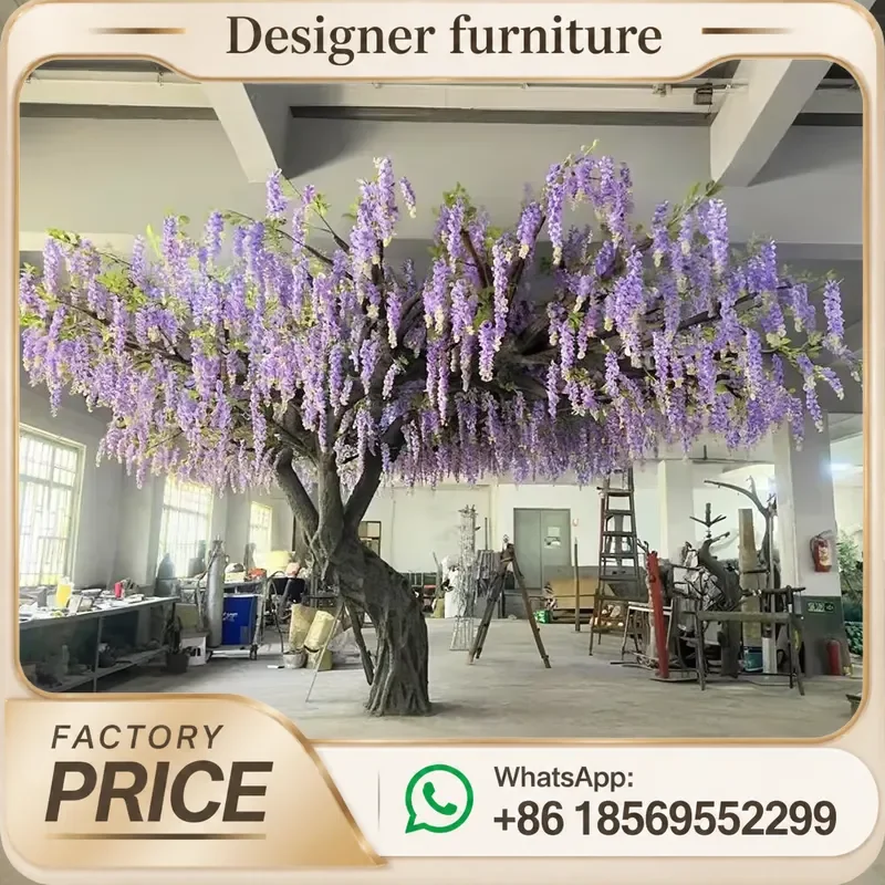 3m Artificial Blue Wisteria Tree Large Fake Purple Flower Tall Indoor Plant For Home Decor Restaurant Wedding Party