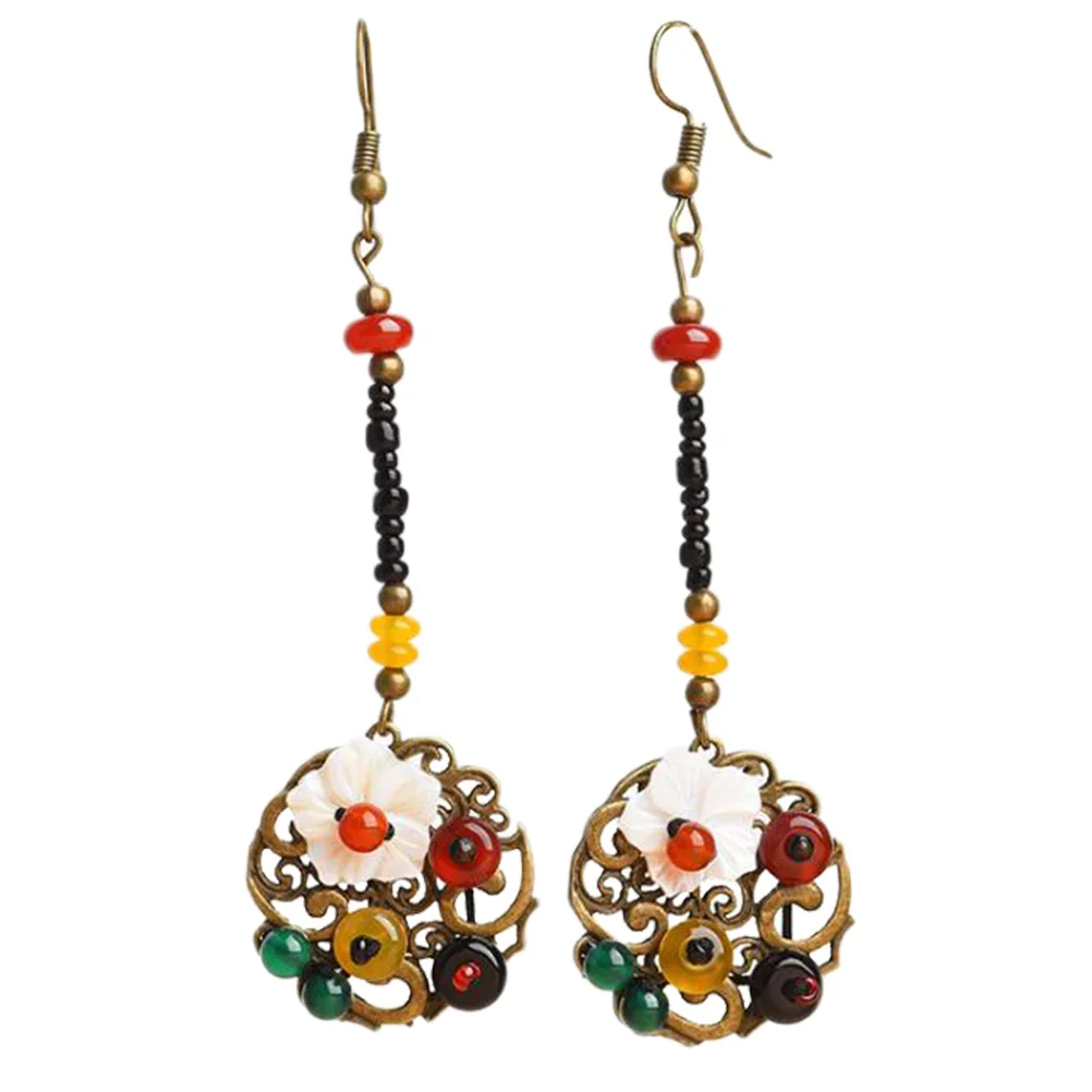 

Flower Earrings Alloy Agate Comfortable Wear Fashion Casual Party Wedding Long Dangle Ear Drops Jewelry Women
