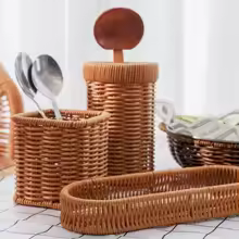 Hardness Rattan Wicker Woven Serving Baskets Household 7 Styles Drain Chopstick Fork Spoon Holder Handwoven - AliExpress 15