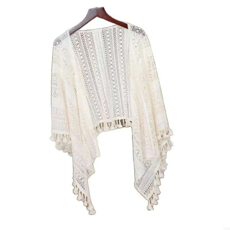 

Y5JD Elegant Tassels Cardigan Wrap Bohemian Shawl for Women with Breathable Design