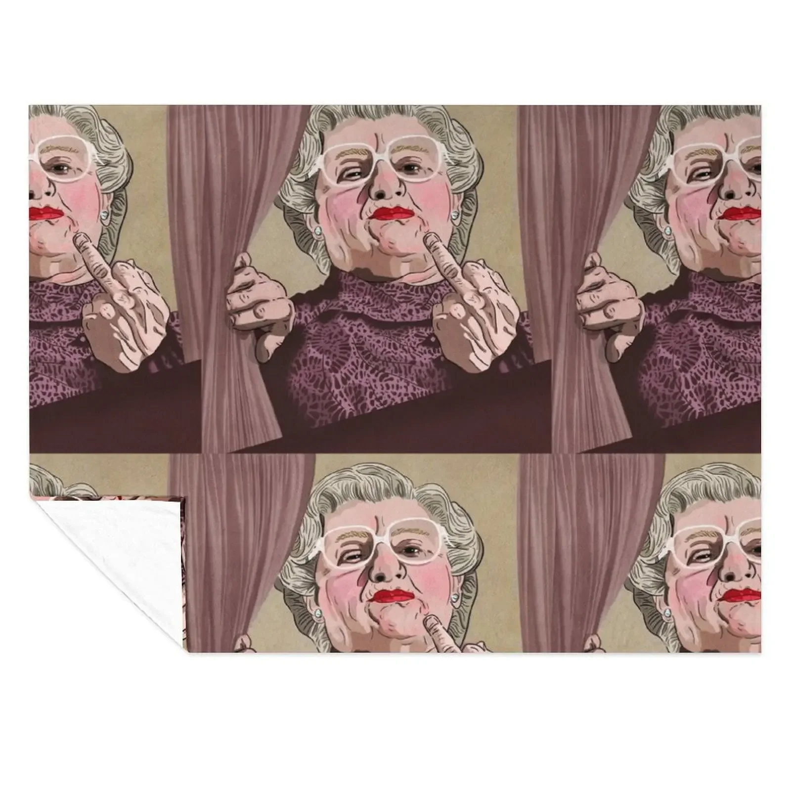 

Mrs Doubtfire middle finger - Illustration - Robin Williams - Film Throw Blanket christmas decoration Hairys Blankets