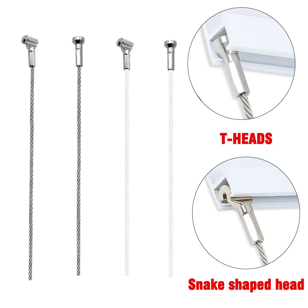 2-10PCS Stainless Steel Wire T-Shaped Nylon Snake Rope Hook Lock for Picture Suspension System Invisible Track Hanging Rope image 5