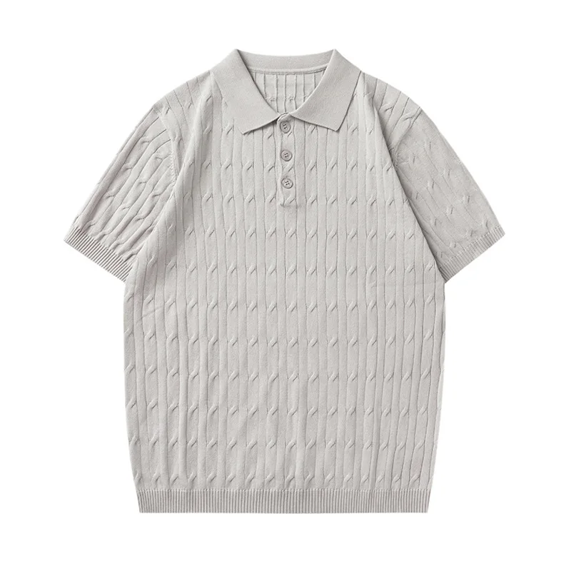 2026 Summer New Style Lapel Twisted Short-sleeved POLO Shirt for Men Old Money Style Knitted T-shirt