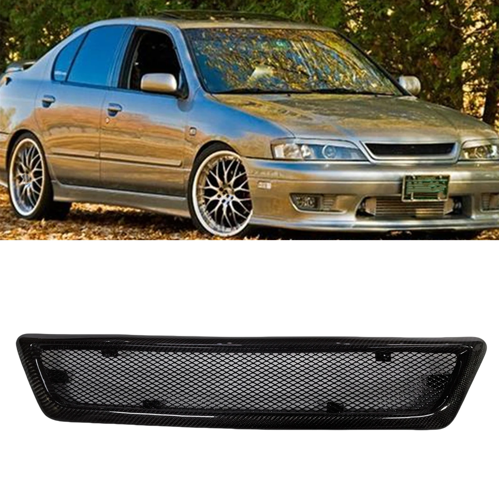 

For Infiniti G20 G20t Nissan Primera 1999-2002 Front Grille Racing Grill Carbon Fiber/Fiberglass Car Upper Bumper Hood Mesh Grid