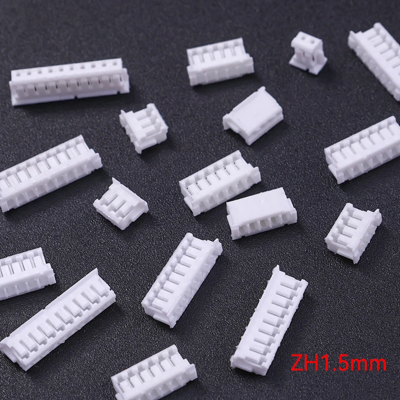 50Pcs ZH1.5 Female Housing Connector 1.5MM Pitch Plastic Shell Plug for PCB Board - Various Sizes 2P/3P/4P/5P/6P/7P/8P/9P/10P