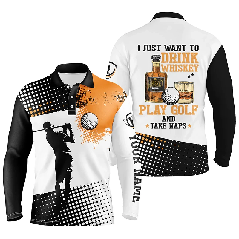 

Personality Custom Golf Polo Shirt For Men 3D Fashion Design Long Sleeve Lapel Button Clothes Autumn Daily Casual Sports Clothes