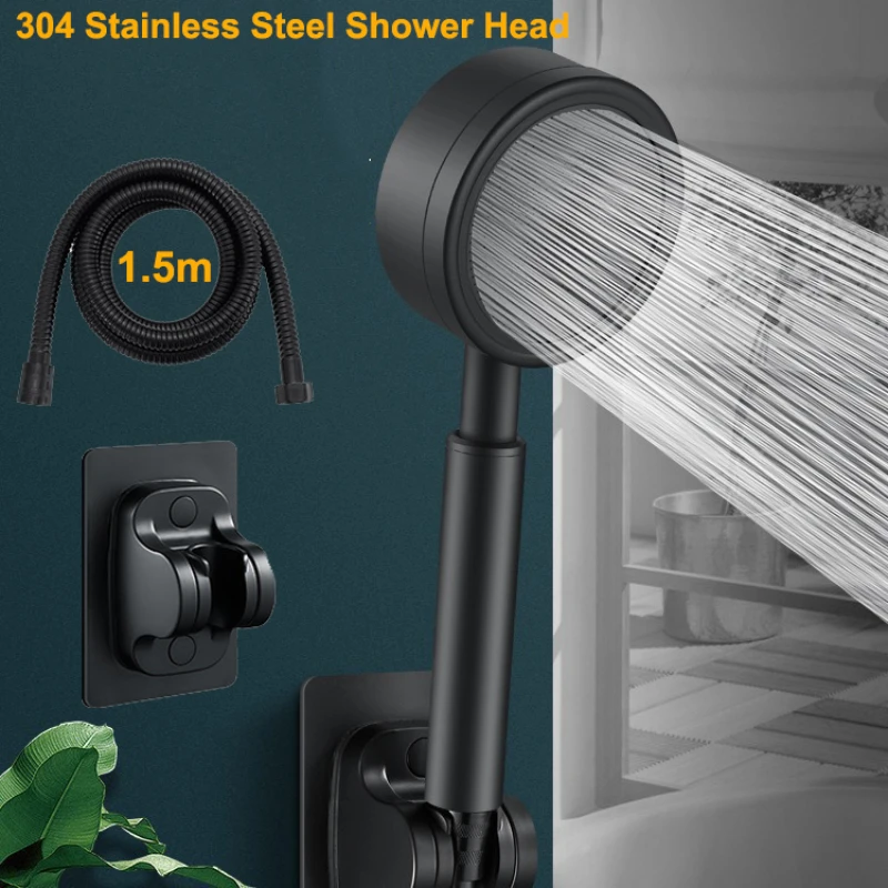 1/3pc Stainless Steel Shower Head Fall resistant Durable High Pressure Showerhead for Bathroom Handheld Water Saving Shower Set