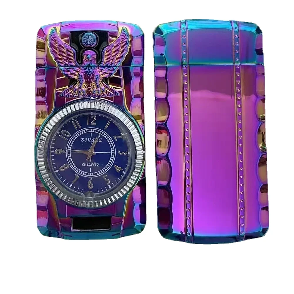 Creative Colorful Watch Jet Flame Windproof Butane Gas Lighter Personalized Metal Lighter Gifts for Men Cool Gadget