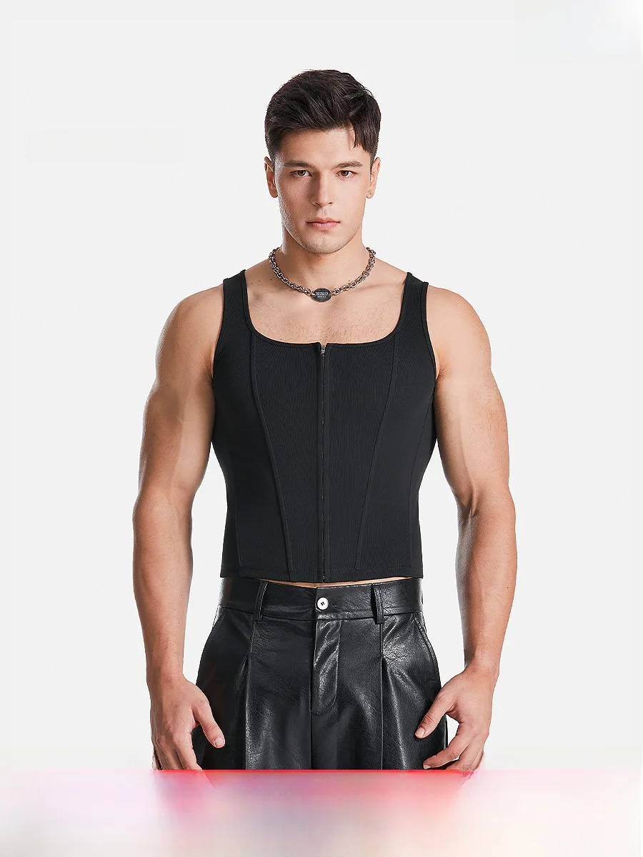 

Atopapa Inspiration Series Fibone Vest Zipper Slim Fit Open Cardigan ter Waist ort Base Layer Tight Body Cotton Casual...