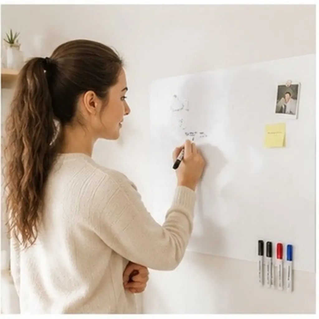 1 Roll Static Cling Whiteboard Sticker Reusable Dry Erase Board for Wall Fridge School Office Planning Drawing