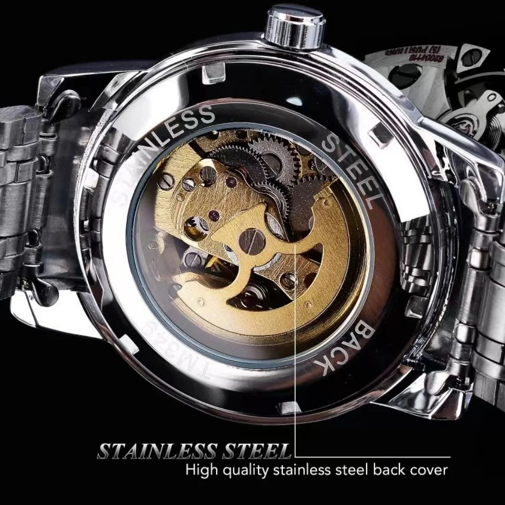 Men's Luxury Automatic Mechanical Watch - Luminous Hands, Stainless Steel Strap, Skeleton Design - Formal and Casual Watch, Suitable for Business, Daily Use, Special Events - Ideal Gift for Men, Casual Wear