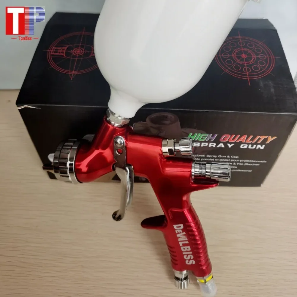 Tpaitlss Spray Gun G T I Pro Painting Gun TE20 1.3mm Nozzle Red With Mixing Cup Water Based Air Spray Gun Airbrush