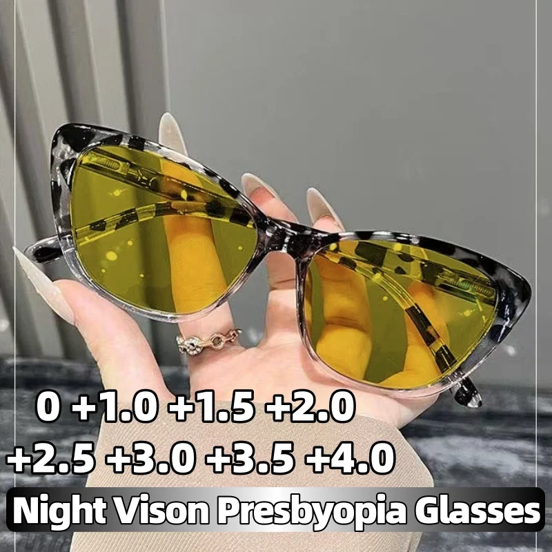 

2026 New Retro Cat-Eye Night Vision Reading Glasses Stylish Premium High-Definition Anti Blue Light Presbyopia Eyewear