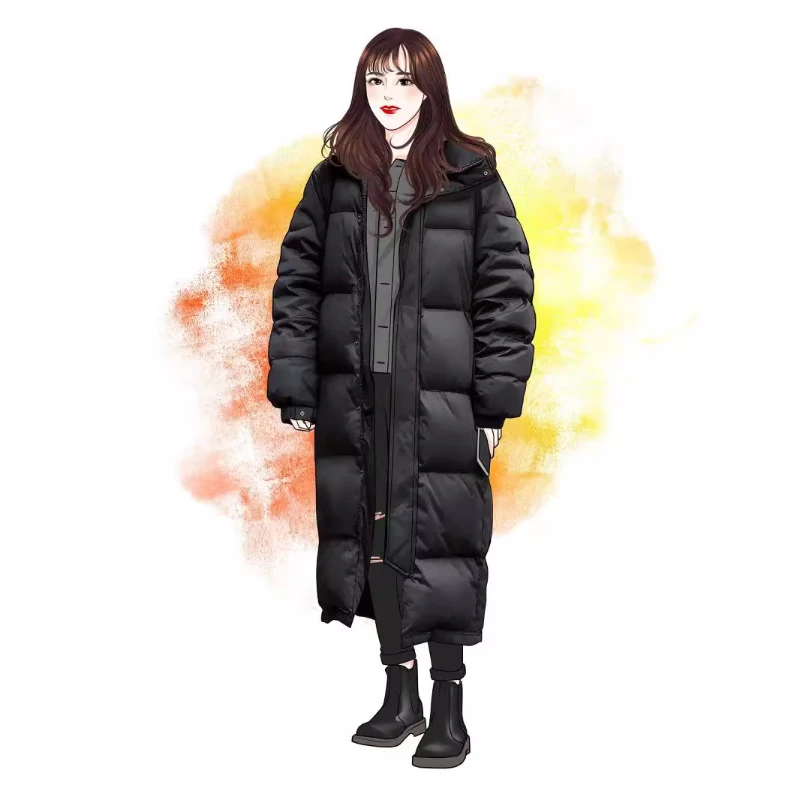 

2024 New Autumn and Winter Couple Extra Long Thick Loose Down Jacket