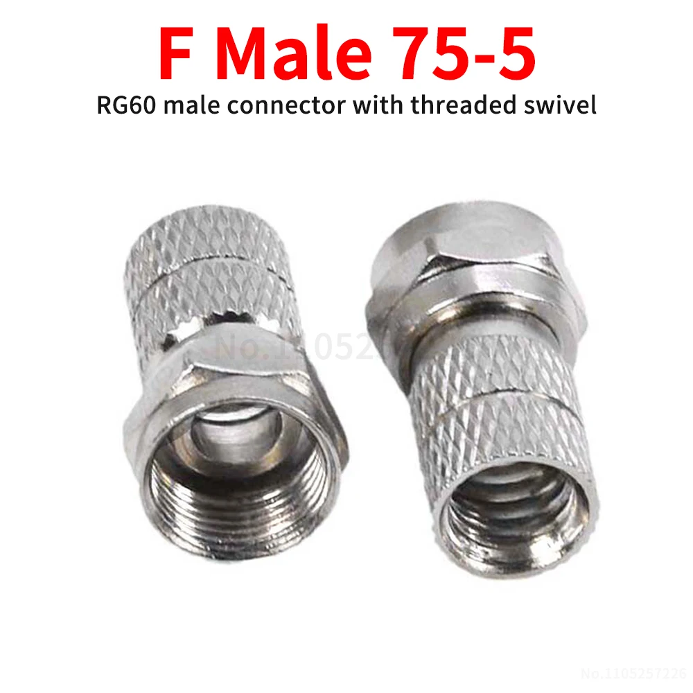Imperial F-type 75-5 threaded self-locking cable TV satellite set-top box antenna connector (RG60 male) (1 pcs)