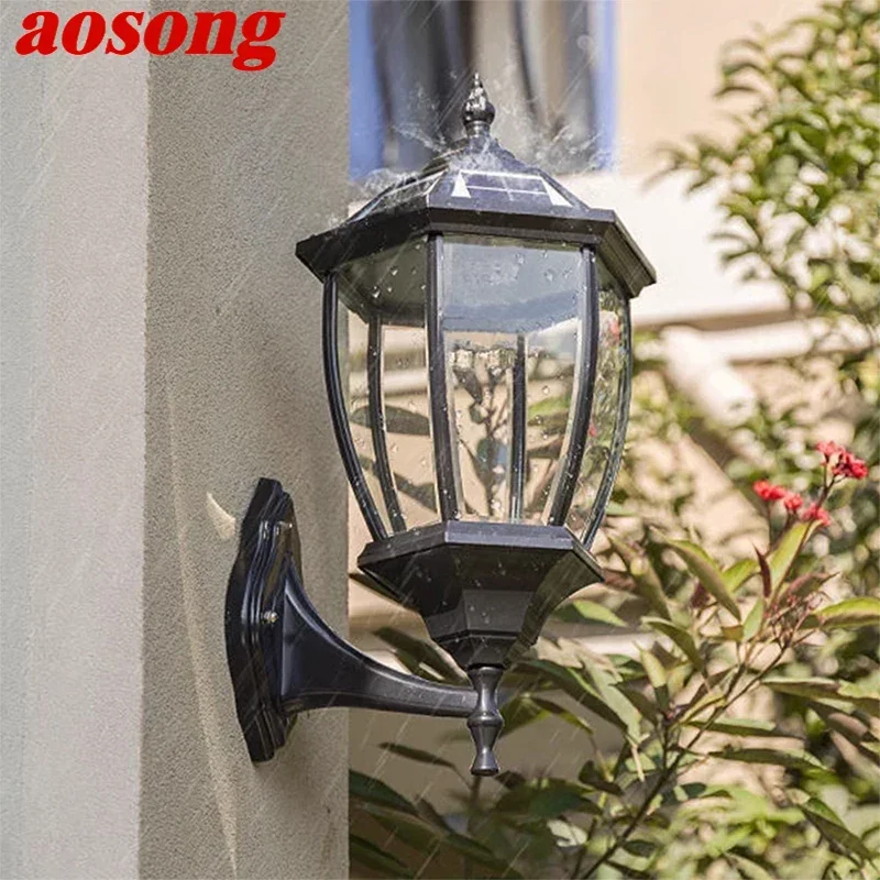 

AOSONG Contemporary Solar Outdoor Wall Lamps Simplicity Waterproof Creative Balcony Hallway Courtyard Villa Gate Hotel