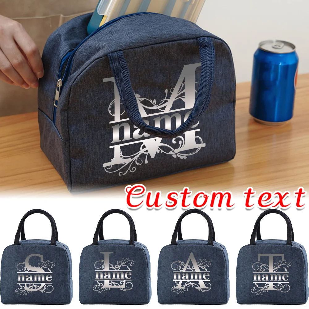 

Personalized Customization Name Portable Blue Lunch Bag Office Bento Bag Picnic Food Bag Customized Product