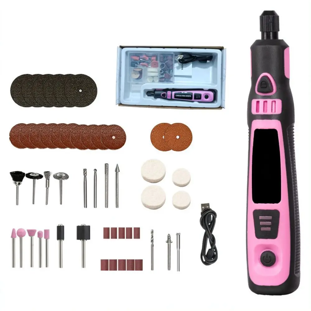 Adjustable Speed Electric Grinder Tool Pink Portable Mini Polisher For Nail Art Modeling Hobby Craft Grinding Finishing