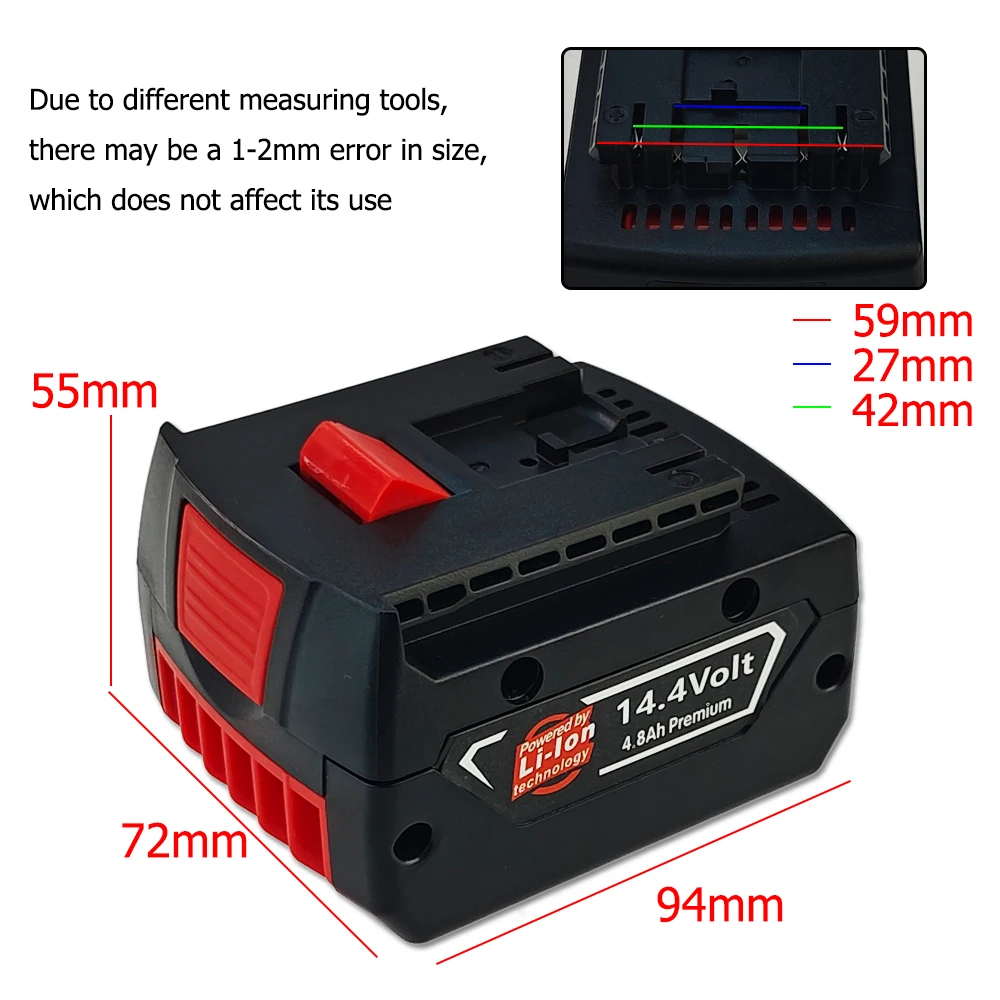 

For Bosch 14.4V 4800mah Rechargeable Lithium-ion Battery Suitable BAT607G, BAT614G and Other Power Tools