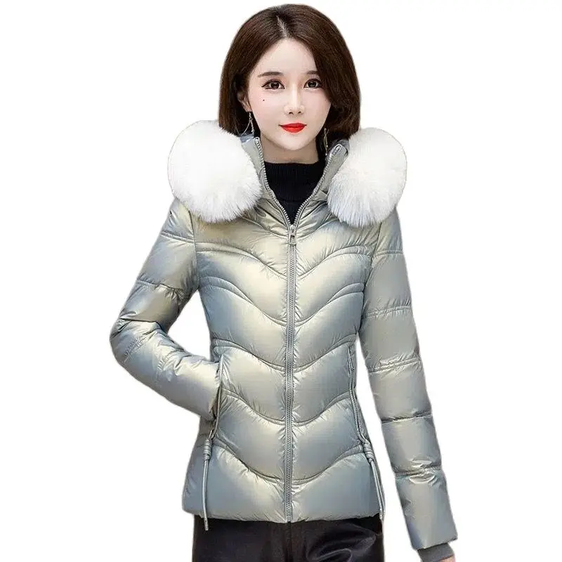 

Wash-Free Shiny Winter Down Padded Coat Parkers 2022 New Short women's Cotton Jacket Fashion Warm Casual Hooded Outerwear Female