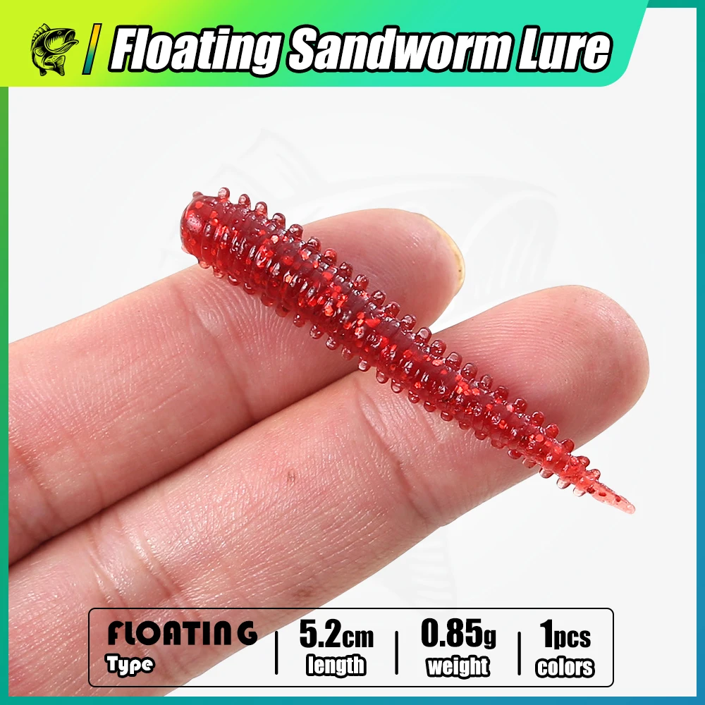 10 piezas de señuelos flotantes de lombriz de arena, señuelos biónicos de lombriz de arena marina, cebo suave para simular señuelos reales, señuelos de pesca que no se rompen fácilmente.