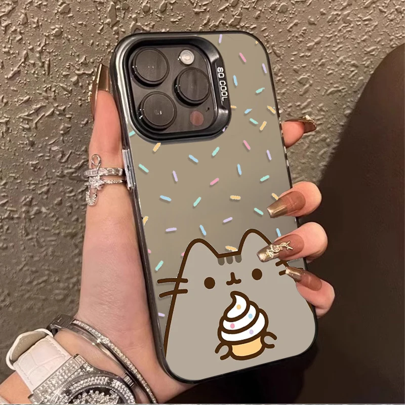 Cute Cartoon Pusheen Cat Plating Matte Case for Xiaomi Redmi Note 13 12 11 Pro Plus 4G 5G 12S 11S 10S 10 9 9S 8 12C 13C A3 Cover