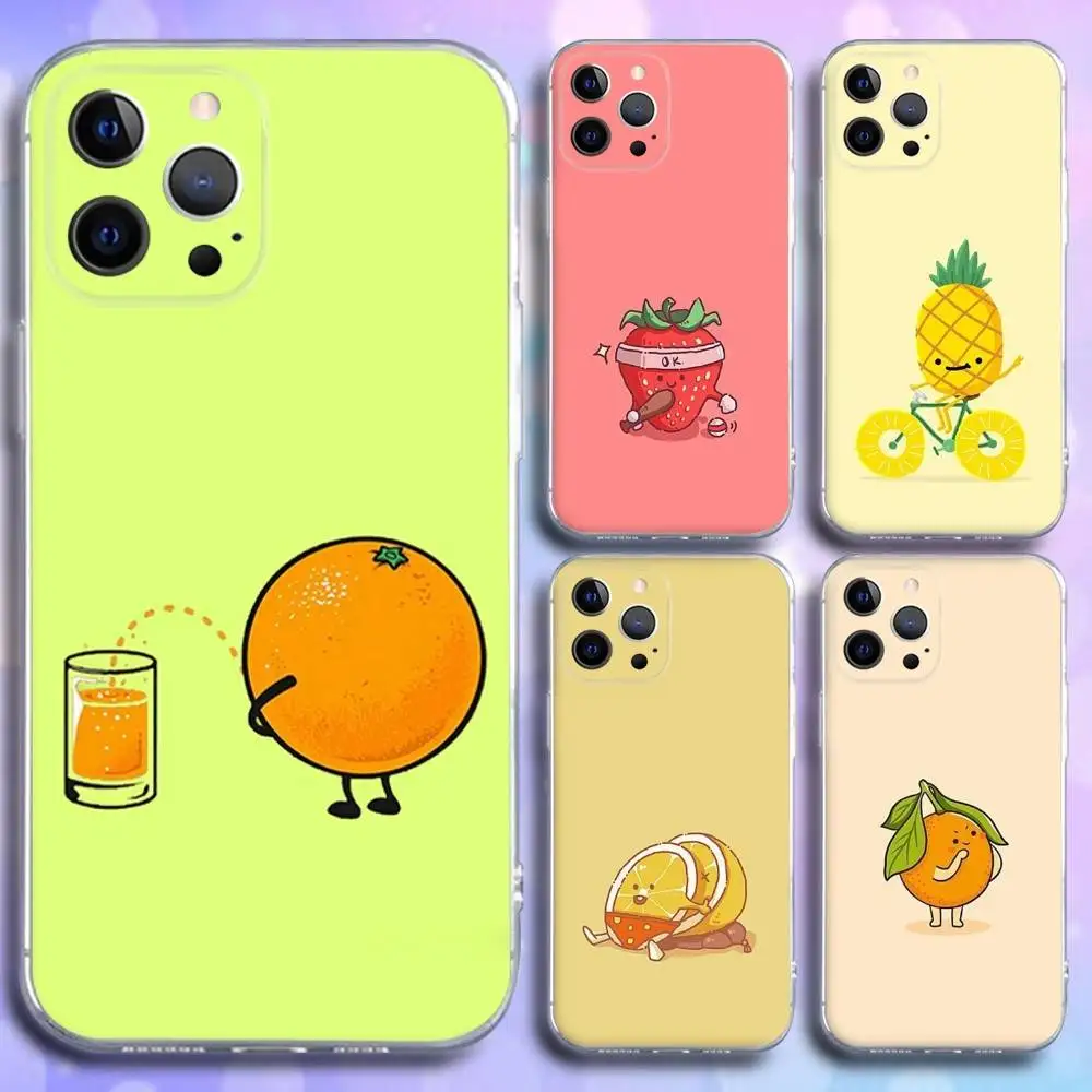 

Funny Summer Fruit Phone Case For iPhone 16e,16,15,14,13,12,11 Plus,Pro,Max,XR,XS,X,Plus,SE,Mini Transparent Soft Cover