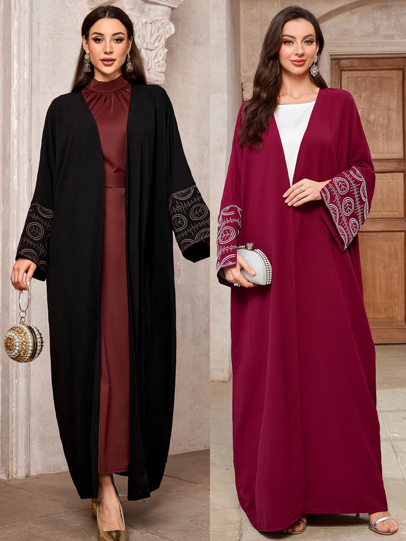 

New Arrival Embroidery Muslim Modest Abaya Ramadan Dubai Abaya Grace Kaftan Women Muslim Dress Casual Islamic Clothing Robes