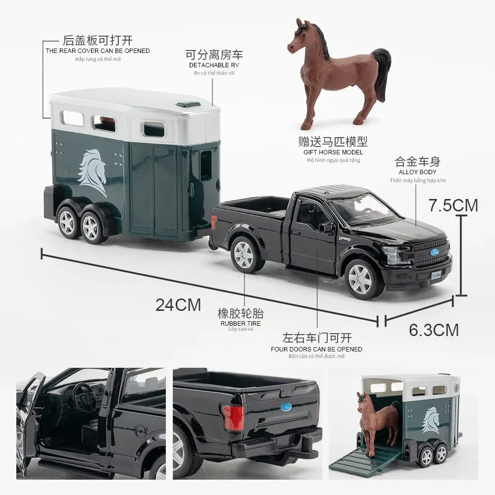 1:36 Range Rover Ford F150 jeep wrangler set karavan mobil logam campuran Model mobil Diecast koleksi hadiah mainan anak-anak