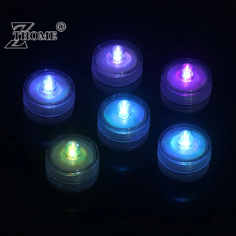 12Pcs Submersible Waterproof LED Tea Light Underwater Tealights Battery Operated Flameless Electric Candles For Wedding Decor