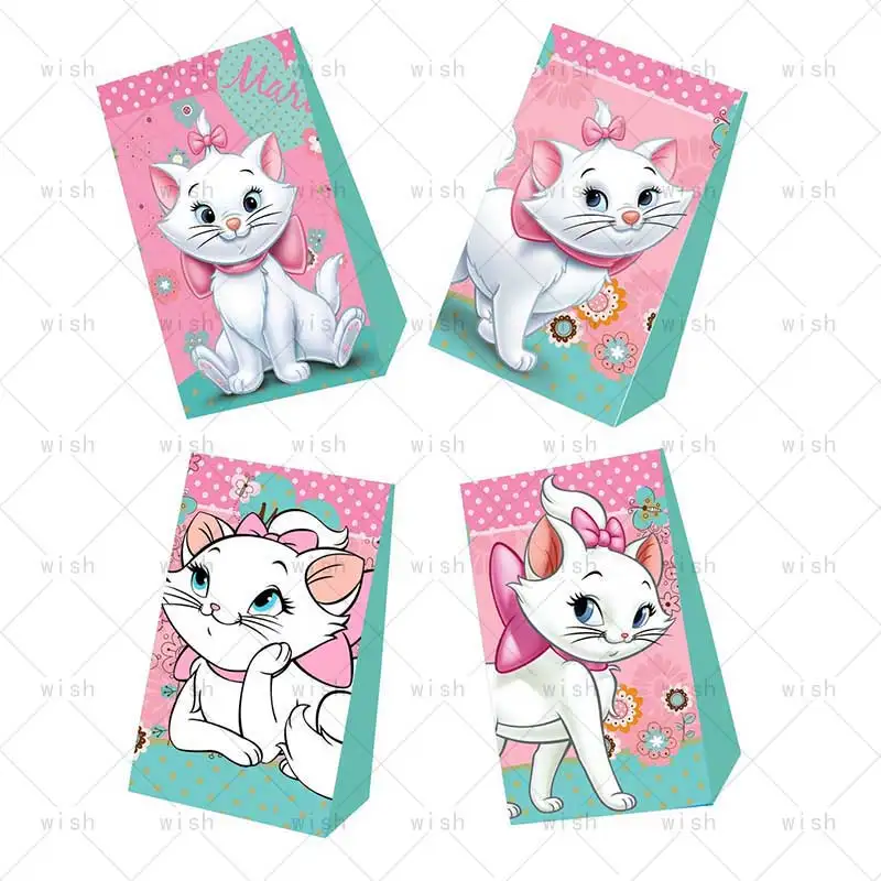 The AristoCats Paper Gift Bag Girl Birthday Party Supplies Marie Cat bag Cookies Candy Snack Bag Baby Shower Wed Decor