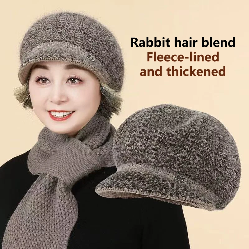 

Модная утолщенная шерстяная вязаная шапка для женщин среднего возраста и Ly, зимняя шапка для езды на велосипеде на открытом воздухе, теплая шапка с защитой ушей