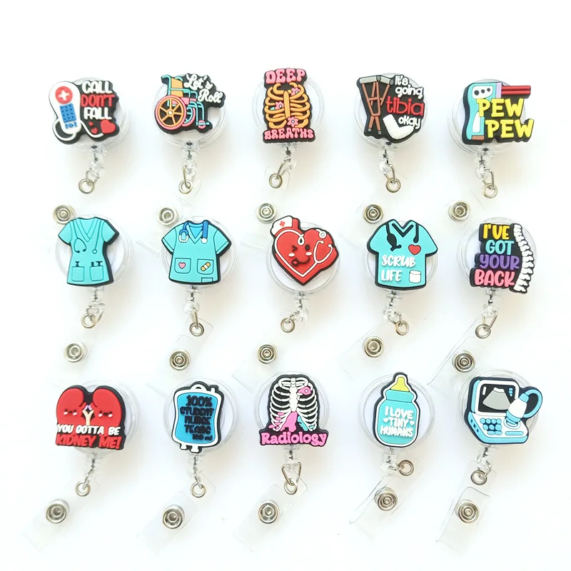 2026 New Design 1 Piece Silicone Medical Care Tool Anime Human Organ Retractable Nurse Doctor Badge Reel ID Card Holder