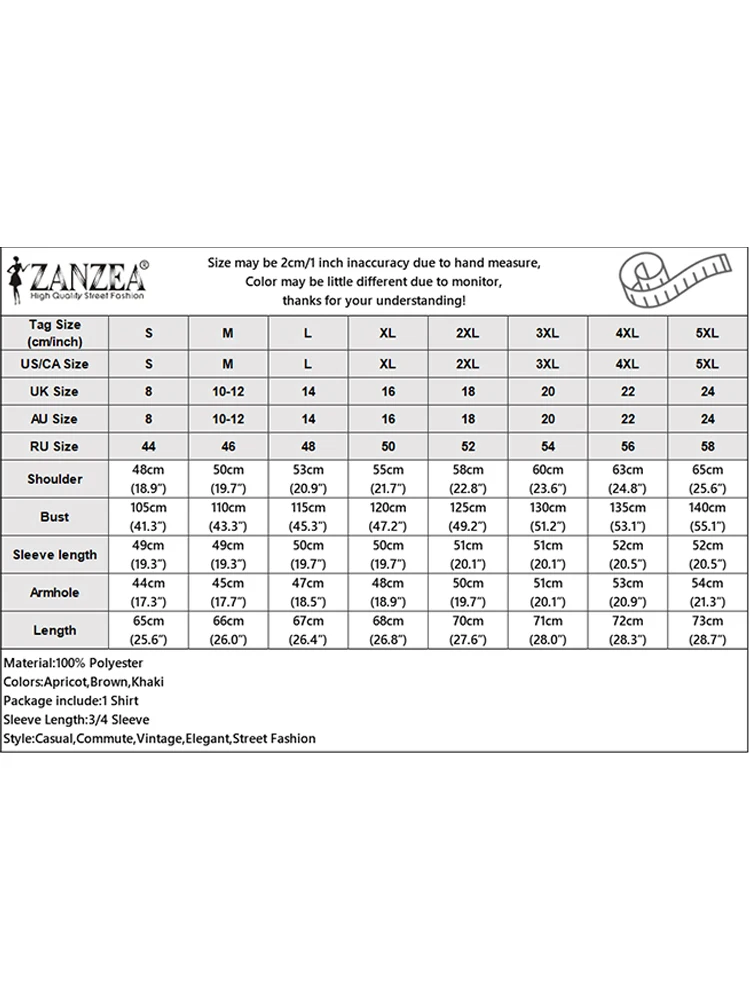 ZANZEA Fashion Asymmetrical Tops Women Autumn Shirts 2025 Stylish Casual 3/4 Sleeve O-Neck Solid Blouse Loose Blusas Femininas