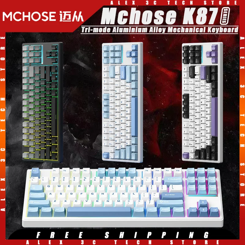 

MCHOSE K87 Mechanical Keyboard Tri-mode Wireless Hot Swap Gasket Structure RGB Customized Gaming Keyboard Pc Gamer Accessories