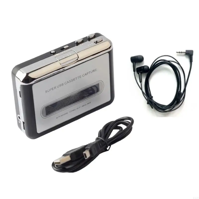 K32C Portable Tape Player Portable Walkman Stereo USB Cassette to MP3 Converter with 3.5mm Socket Tape Cassette Player