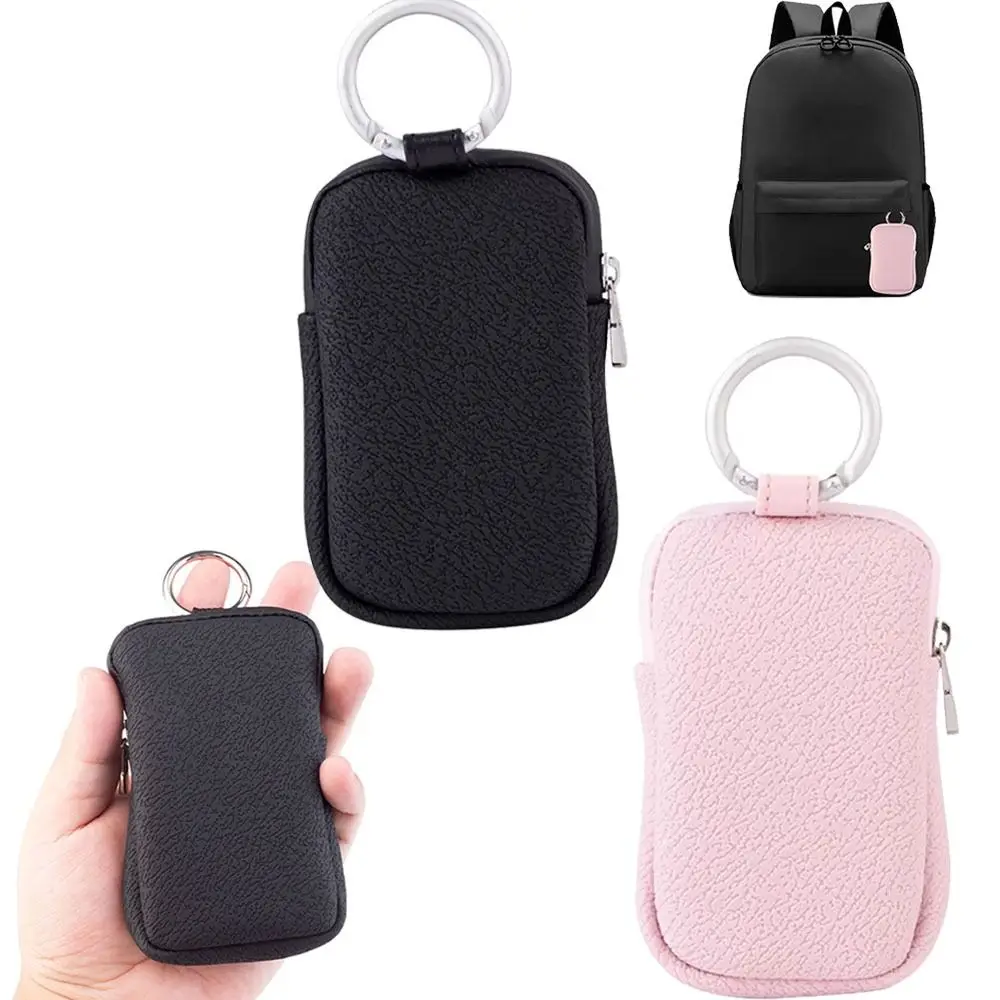 

Waterproof PU Leather Coin Purse with Ring Buckle Anti Loss Portable Key Bag Space Saving Keychain Change Pouch with Keychain